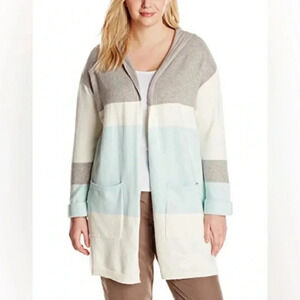 Vince Camuto Hooded Open Front Long Knit Cardigan